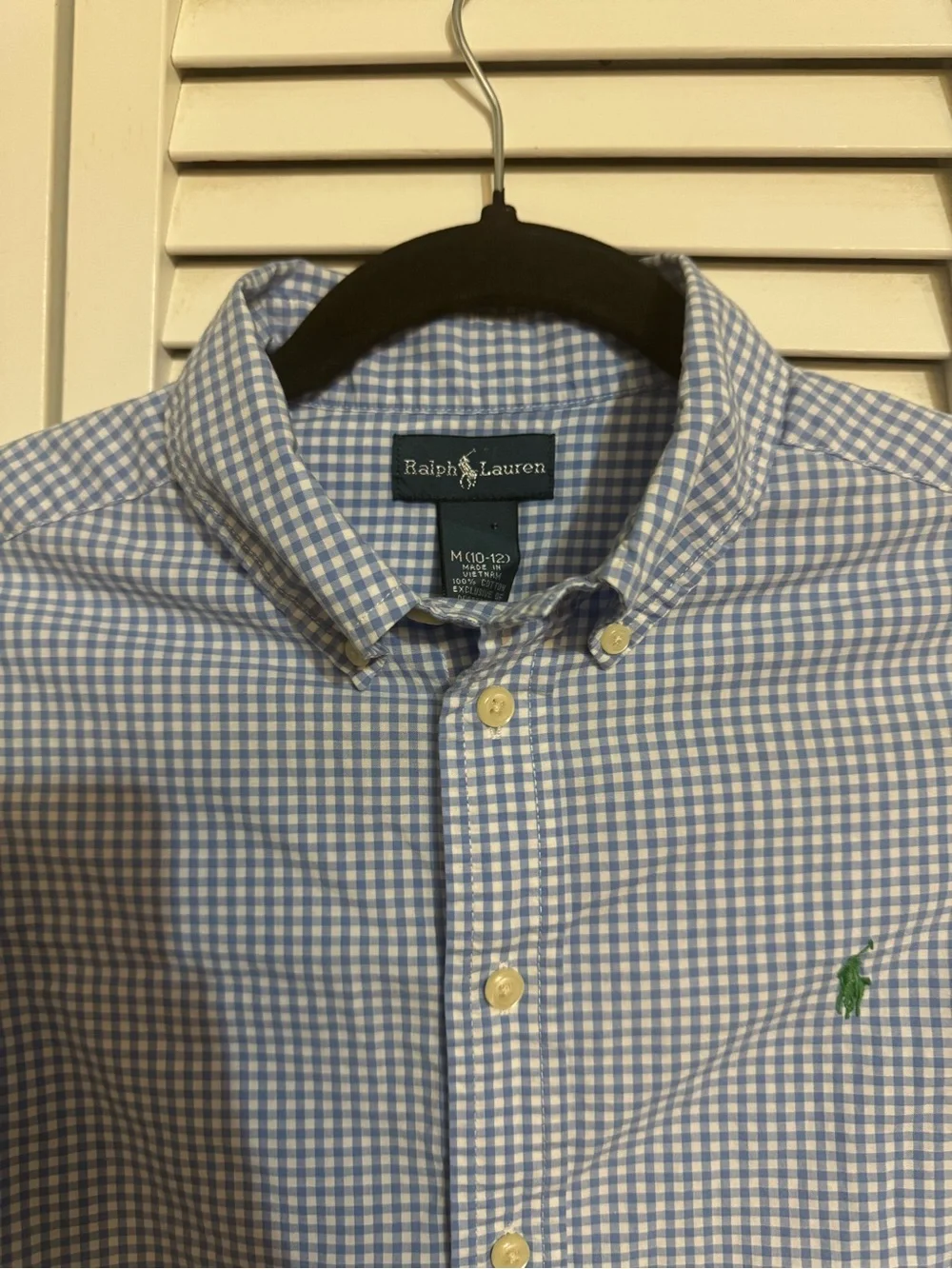 Boys 10-12 Ralph Lauren Men's Light Blue Gingham Button-Down Shirt